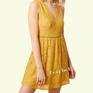 NEW Altar'd State mustard yellow lace‎ sleeveless mini dress, L